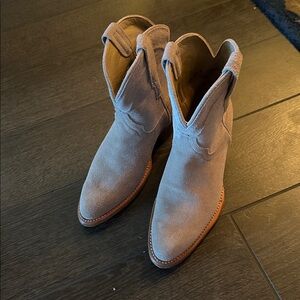 Tecovas Gray Suede Heeled Boots